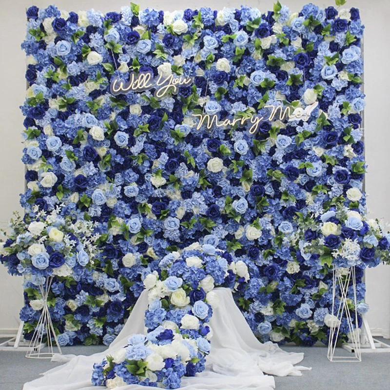 background decorative wall blue artificial flower wall background decorative wall blue artificial flower wall